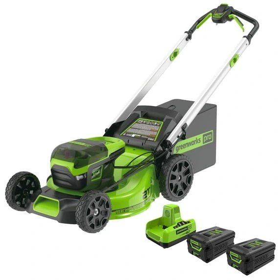 img_01-17 Greenworks 60V 21″ Brushless Self-Propelled Battery Powered Lawn Mower + (2) 4.0Ah Batteries & Dual Port Charger - Image 1